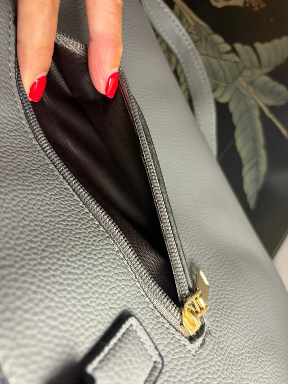Michael Kors Gray Perforated Leather Satchel with Gold Hardware